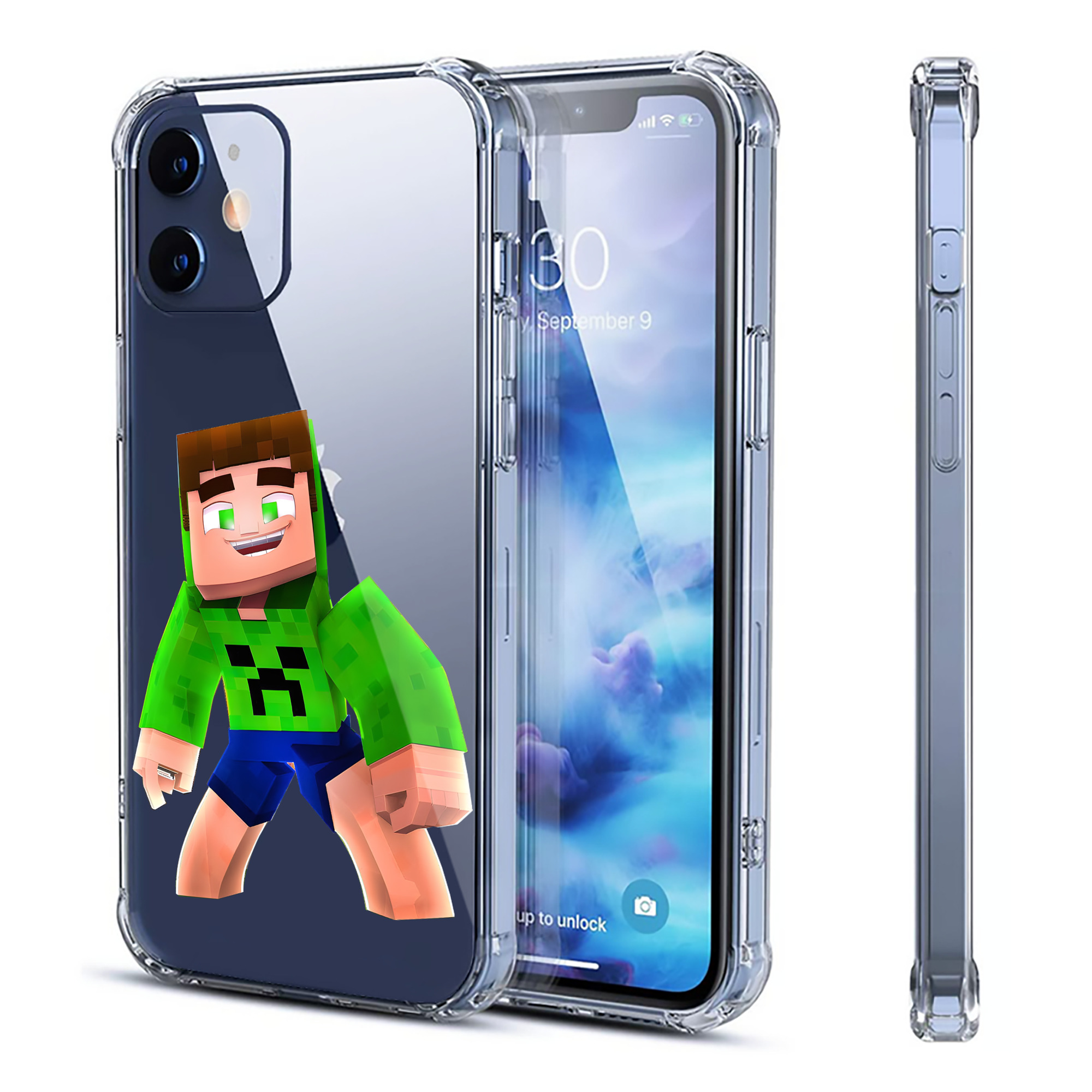 （画像用） マインクラフト ブロックの世界 Minecraft MC Block world 【iPhone 12シリーズ対応】透明スマホケース（クリアソフトケース）